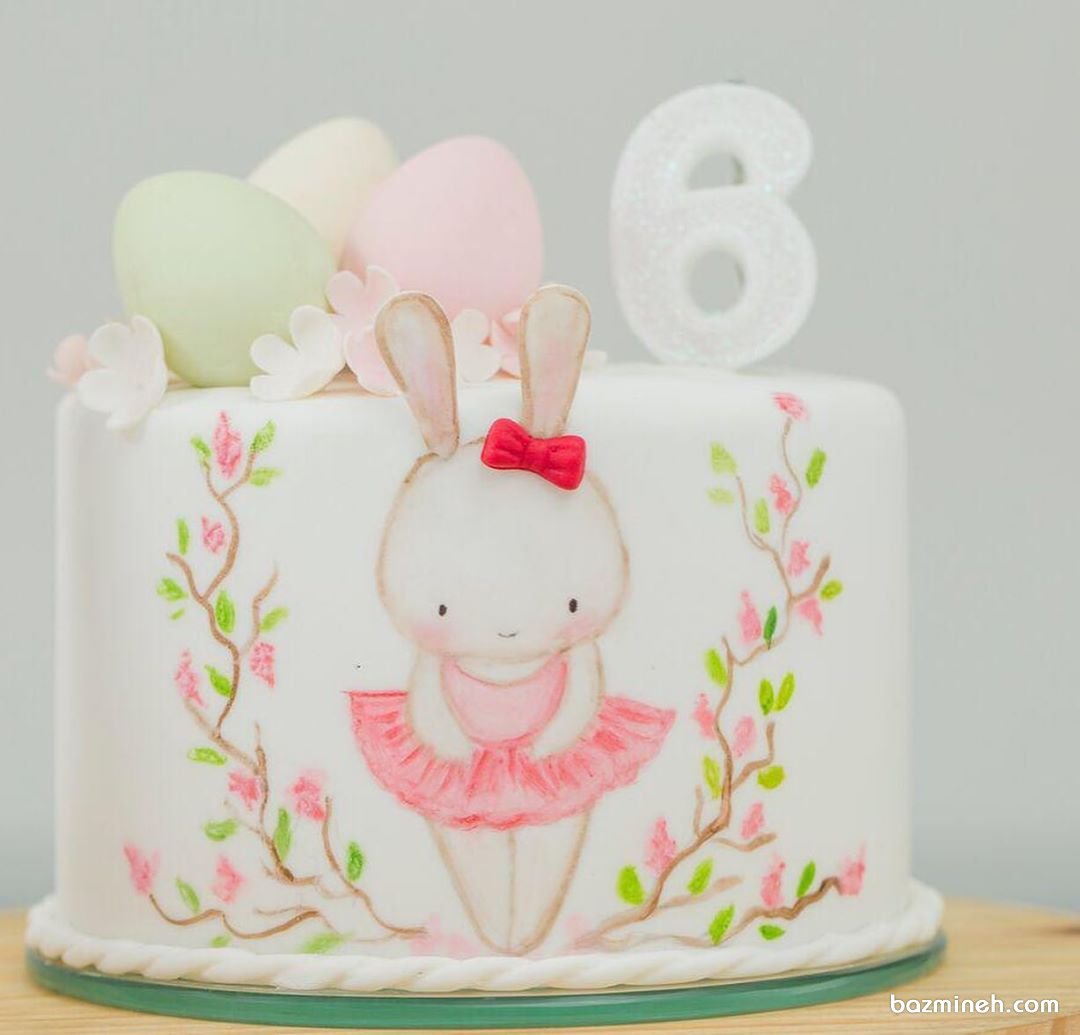 مینی کیک رمانتیک جشن تولد دخترونه با تم خرگوش کوچولو