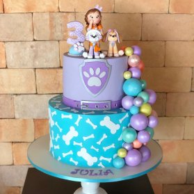 کیک دو طبقه عروسکی جشن تولد کودک با تم سگهای نگهبان