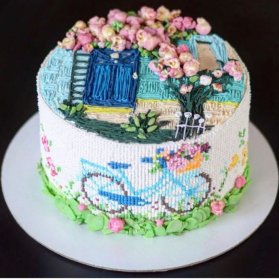 مینی کیک زیبای جشن تولد دخترونه بزرگسال با تم کوبلن