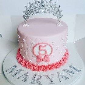 کیک با روکش فوندانت جشن تولد دخترونه با تم پرنسس