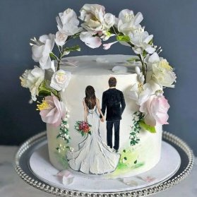 مینی کیک نقاشی شده جشن سالگرد ازدواج 
