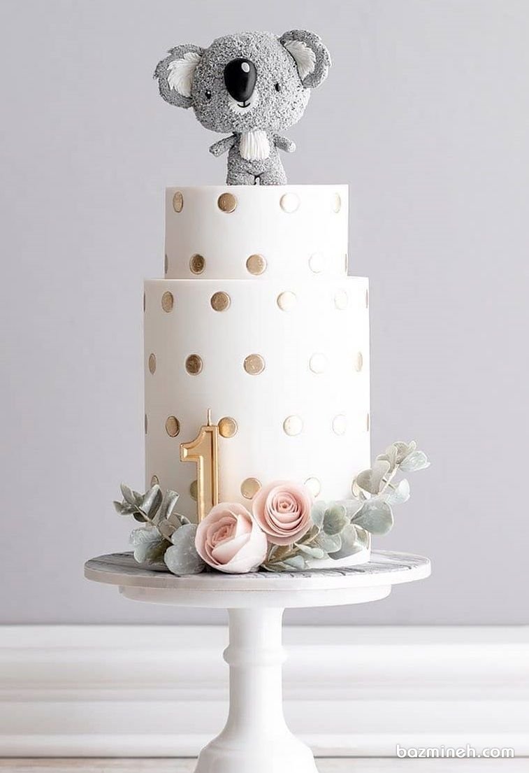 کیک زیبای جشن تولد یکسالگی کودک با تم کوآلا