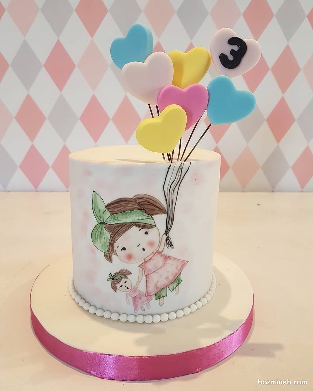 مینی کیک ساده جشن تولد دخترونه 