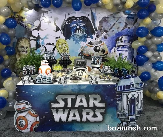 دکوراسیون و بادکنک آرایی جشن تولد پسرونه با تم جنگ ستارگان (Star Wars)