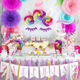 دکوراسیون فانتزی جشن تولد دخترونه با تم یونیکورن (Unicorn)