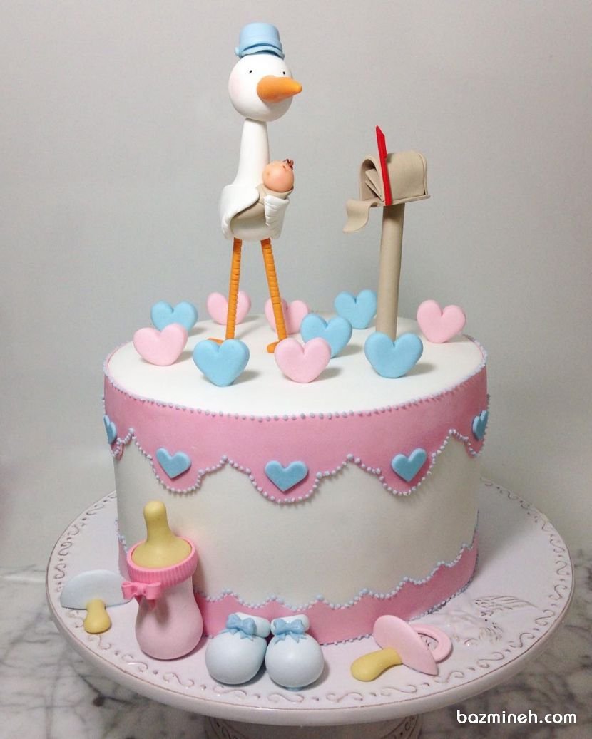 مینی کیک دوستداشتنی جشن تعیین جنسیت یا بیبی شاور با تم لک لک
