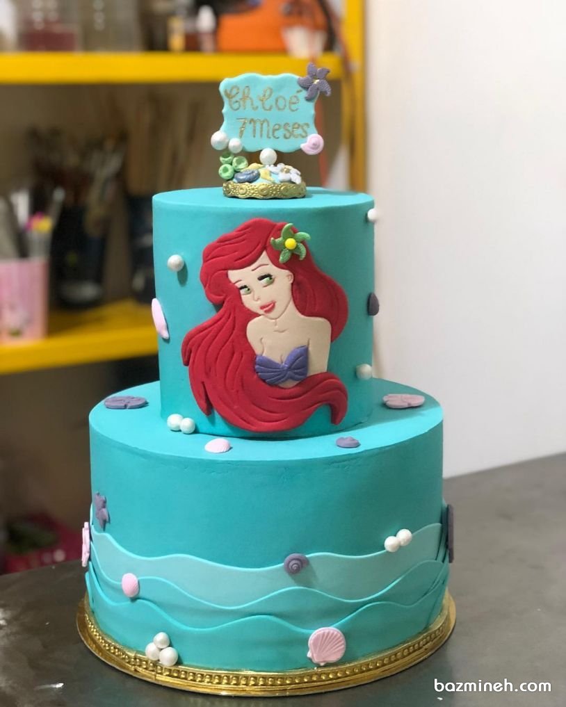 کیک جشن تولد دخترونه با تم پری دریایی
پری دریایی که همراه با رنگ های آبی و بنفش می تواند ایده جذابی برای تزئین کیک های تولد دخترانه باشد، یکی از ایده های بسیار پرطرفدار است.